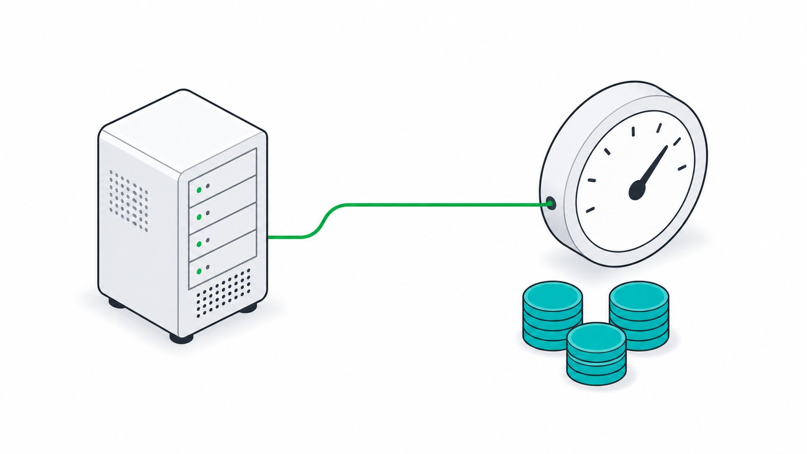 An office electricity meter and a utility bill next to a running local AI server, illustrating the ongoing power cost of an owned AI build