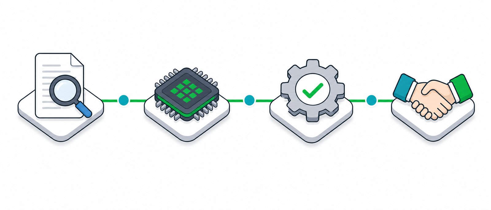 Four stage delivery path from assessment to hardware build to configuration to handover
