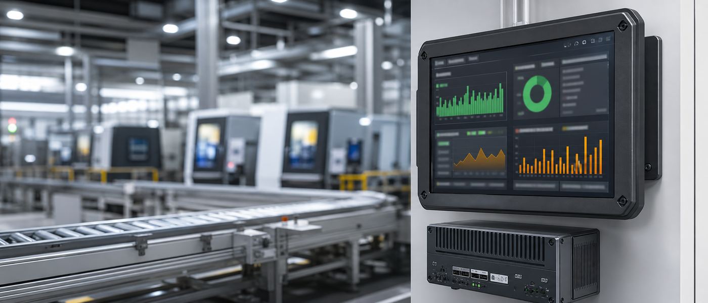 Industrial shop floor terminal displaying a machine maintenance procedure retrieved from an on-site document system