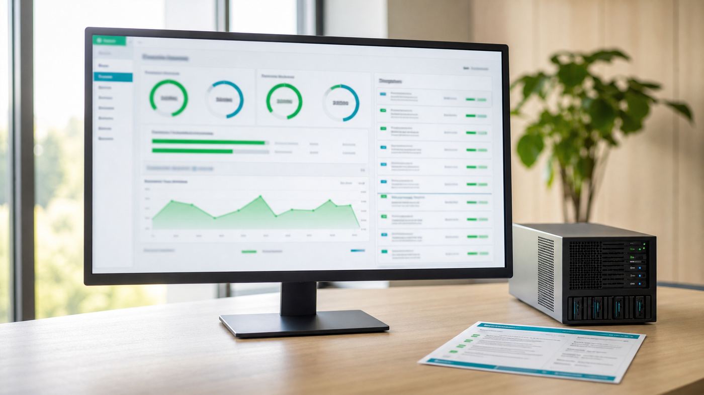 Support dashboard on screen showing hardware utilisation and model status for a local AI build