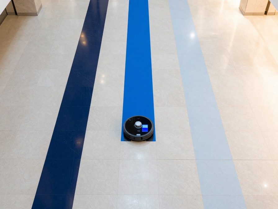 Commercial Vacuum and Mop Cleaning Robot System - Bow shaped wall following cleaning path