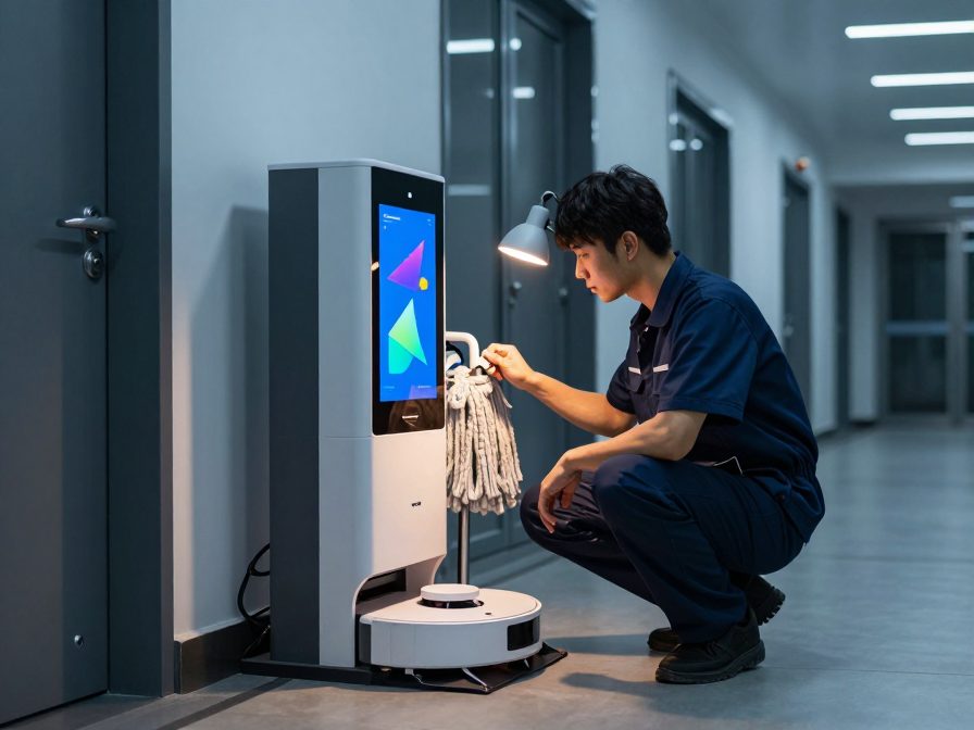 Commercial Vacuum and Mop Cleaning Robot System - Nine hour endurance on a lithium iron phosphate pack