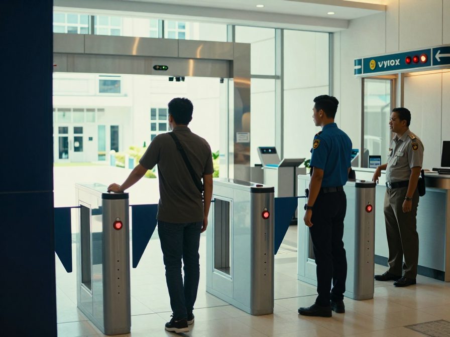 Face Recognition Access - Tailgating detection at turnstiles with automatic lock and guardhouse alert