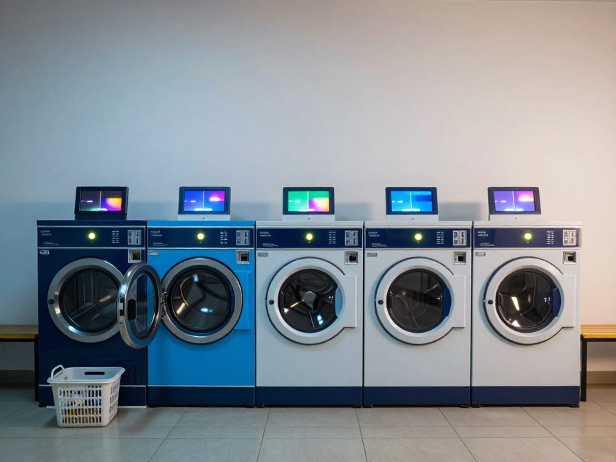 Self-Service Laundry - Live machine states: available, running and ended