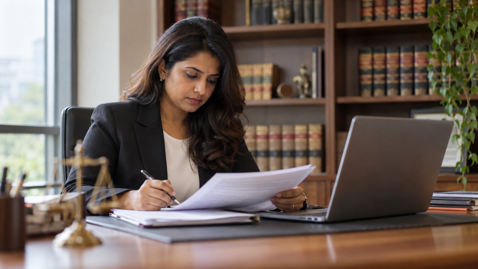 Legal staff member working with the private AI on a laptop