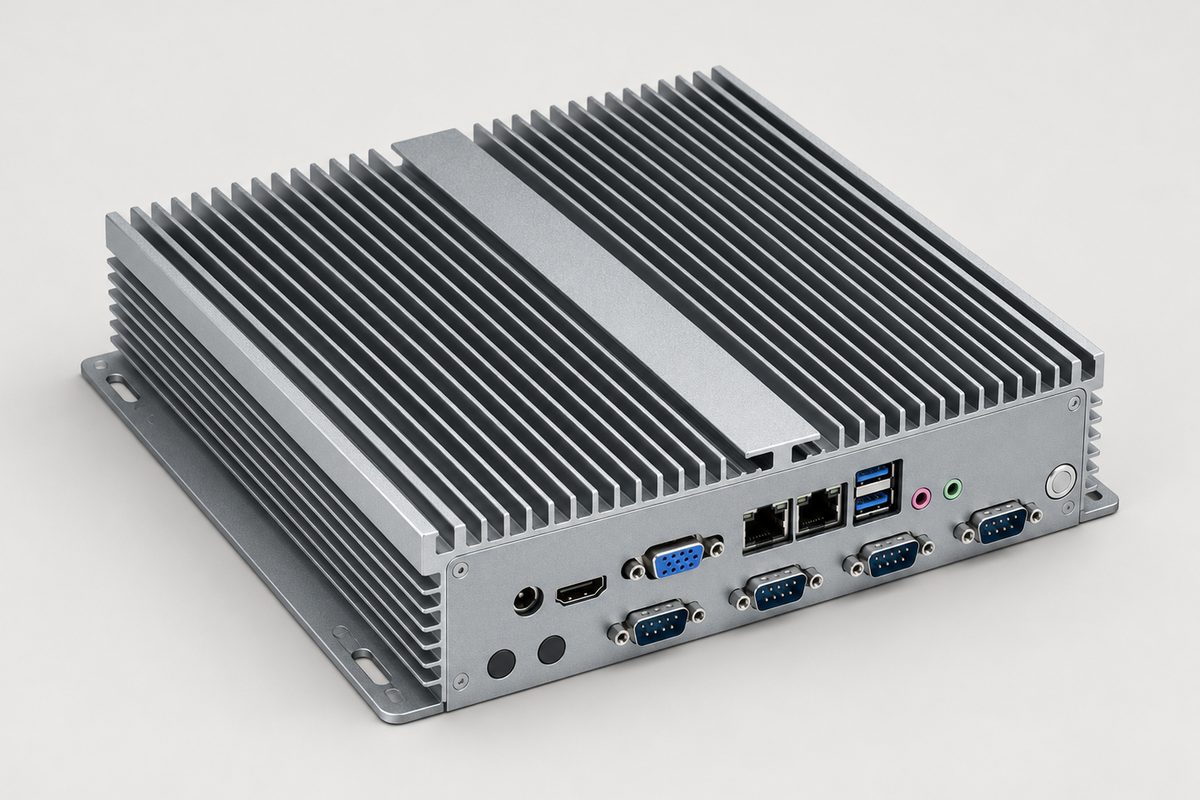 Embedded industrial computer: Fanless aluminium heat-sink fins