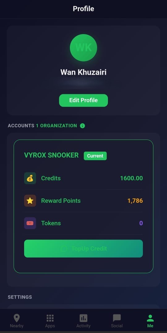 Snooker King software — Wallet Balance Overview (JPG) screenshot showing a member wallet balance overview showing current credit, bonus credit, expiry warning and recent top-up history