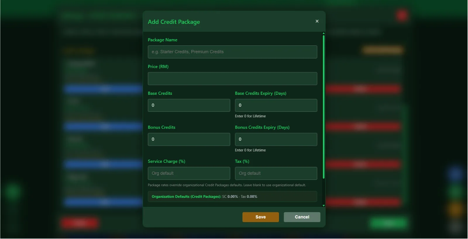 11.1 Create Credit Package