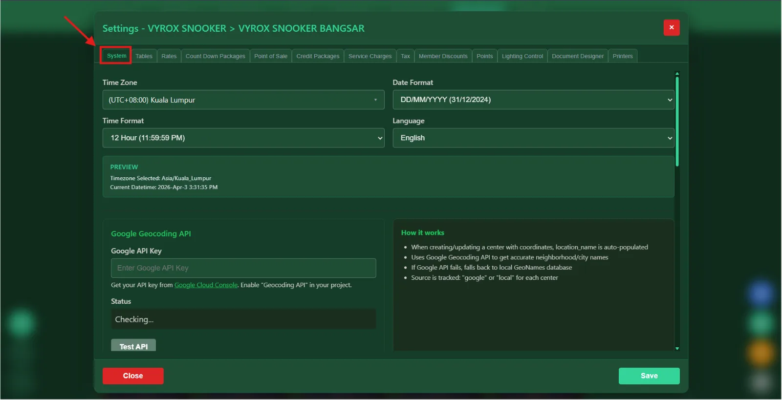 System Setting