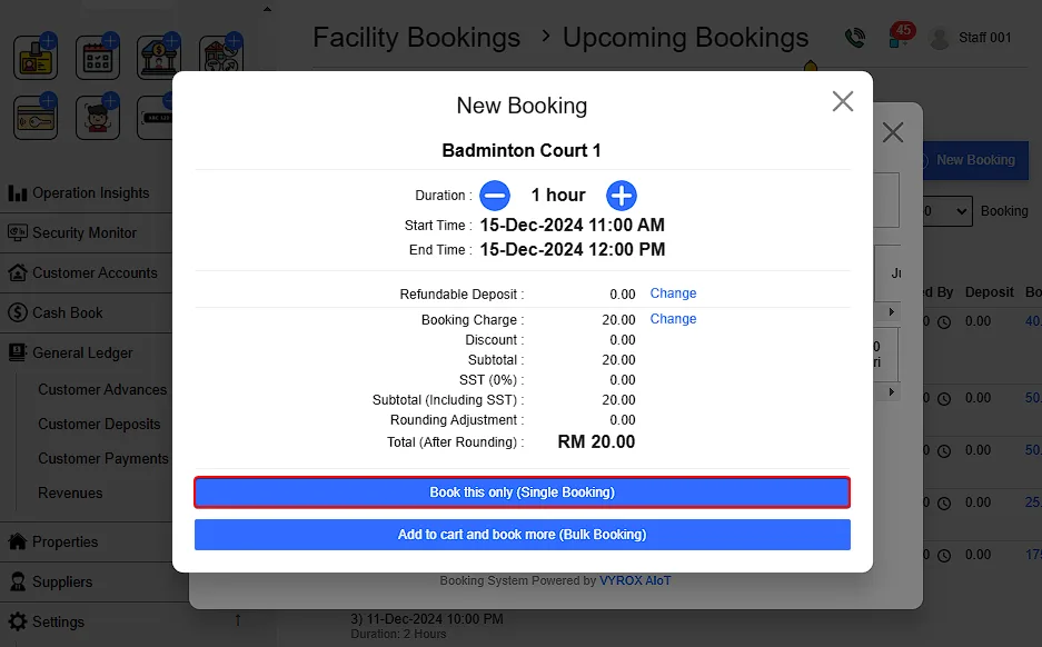 3.1.3. Single & Bulk Booking