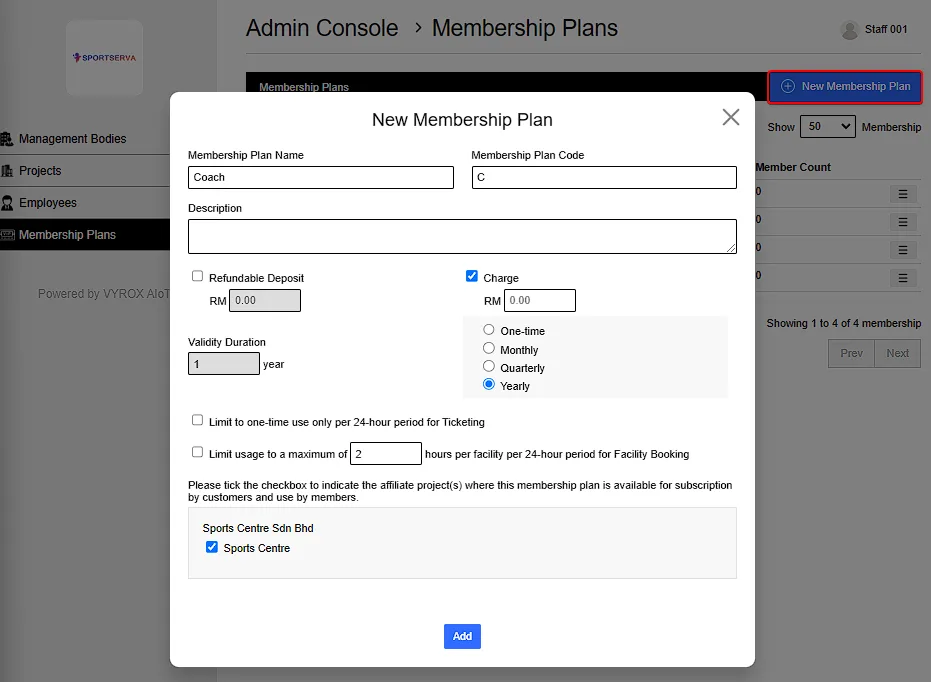 2.1. Add Membership Plan