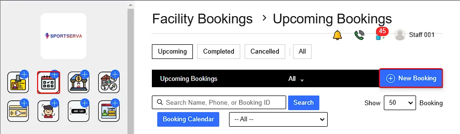 3.1.1. Start new booking