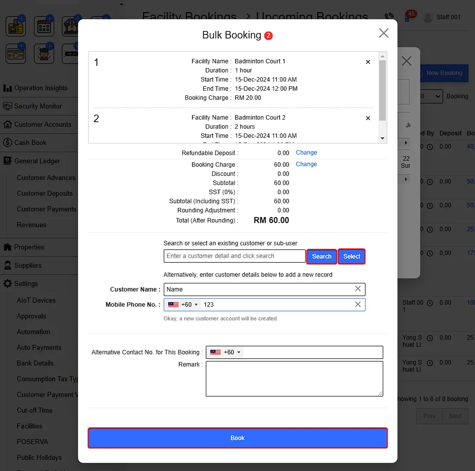 3.1.3. Single & Bulk Booking