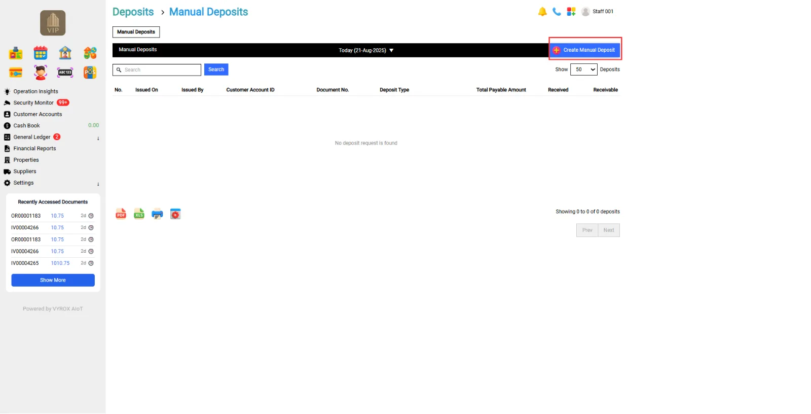 1.1 Create Manual Deposit