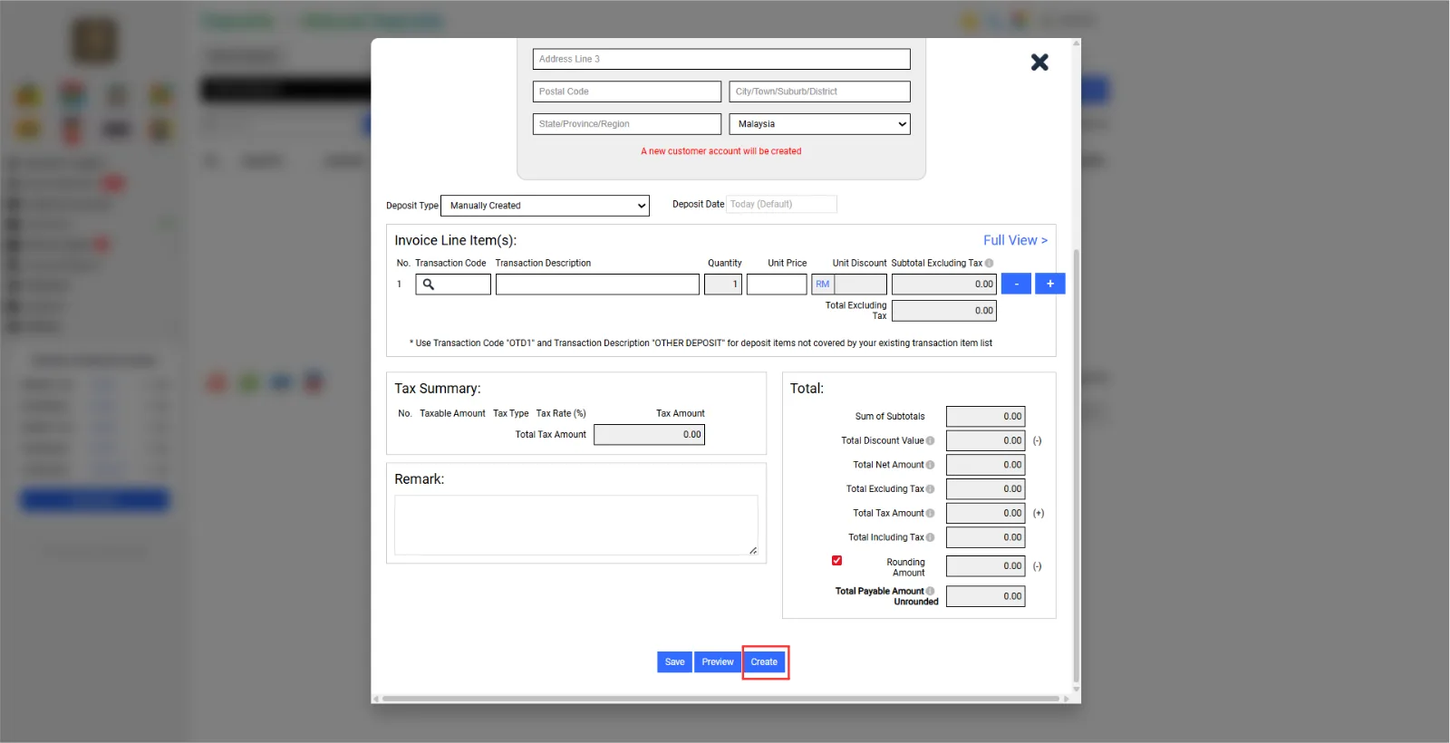 1.1 Create Manual Deposit