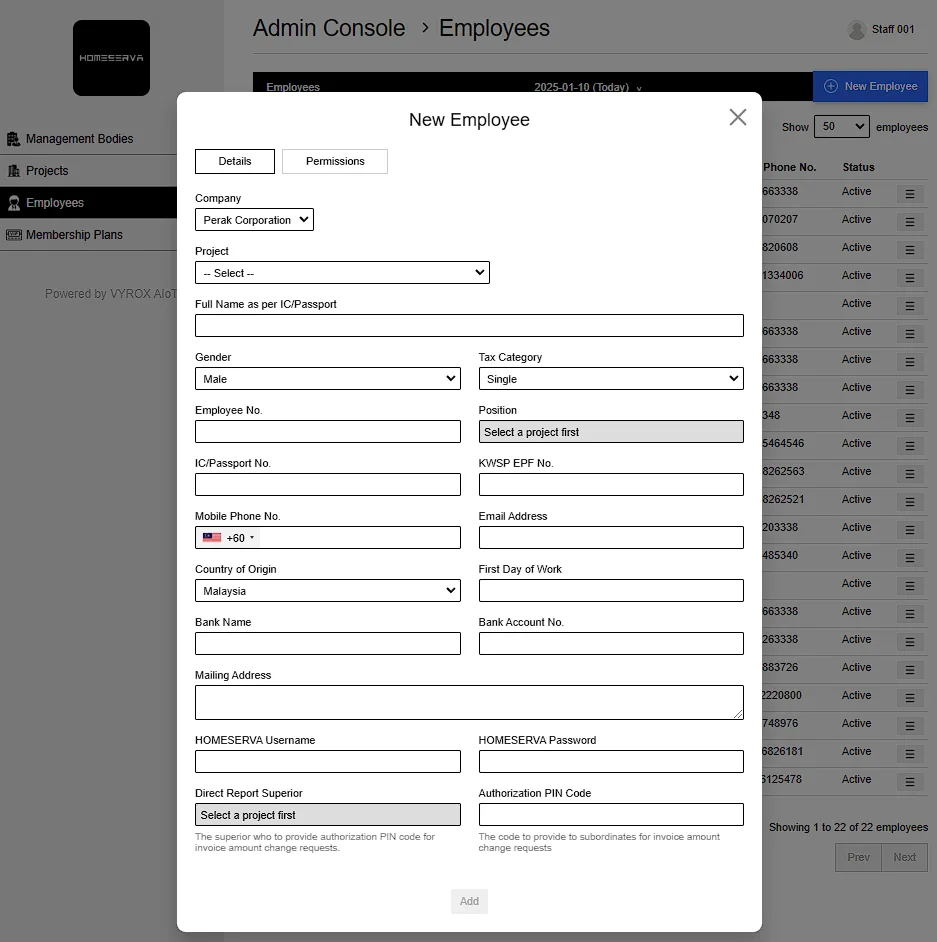 2.1 Add New Employee