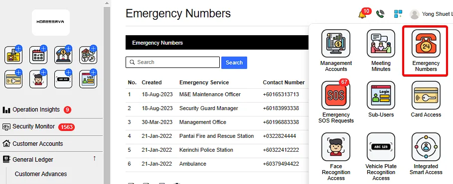 2.1 Add New Emergency Numbers