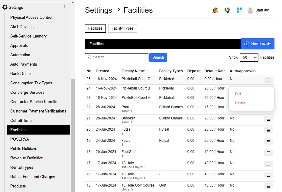 6. Edit Catagory and Items or Services