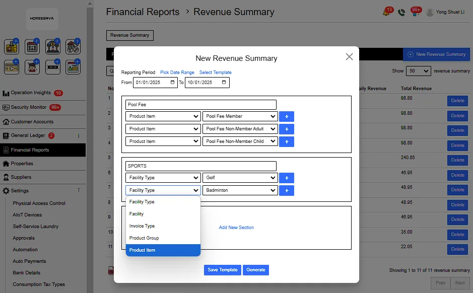 2. Creating Revenue Summary Template