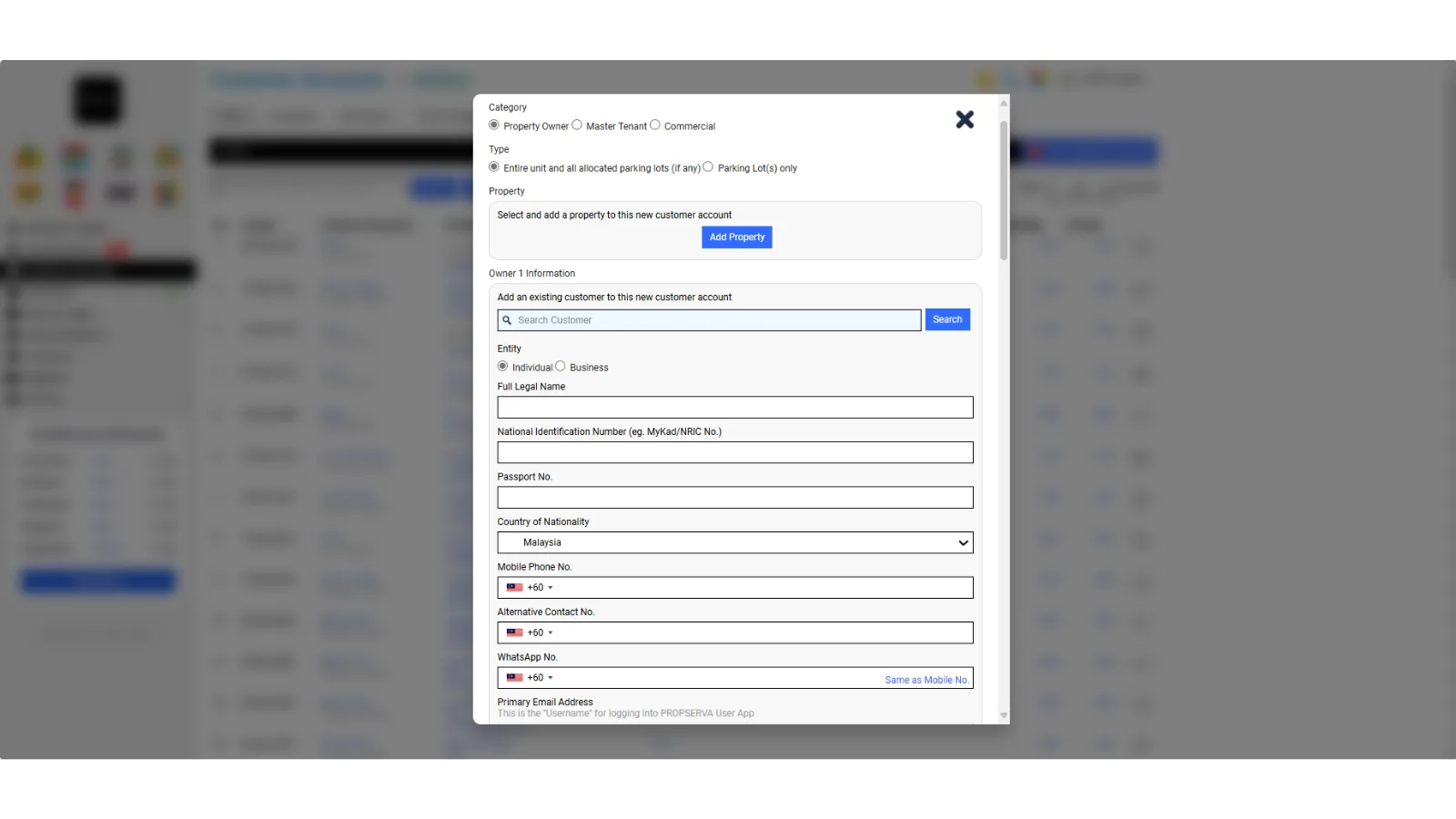 2.1 Create Customer Account