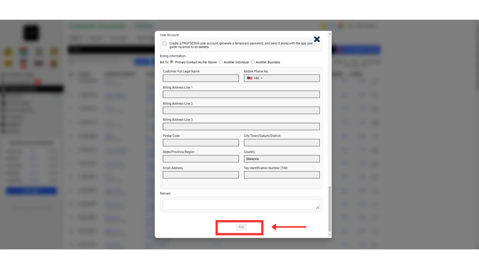 2.1 Create Customer Account