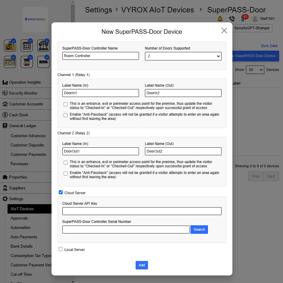 2.1. Add New SuperPASS Door Device