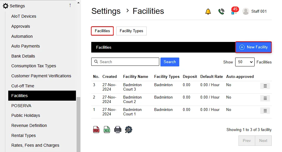 2.3. Add New Facilities