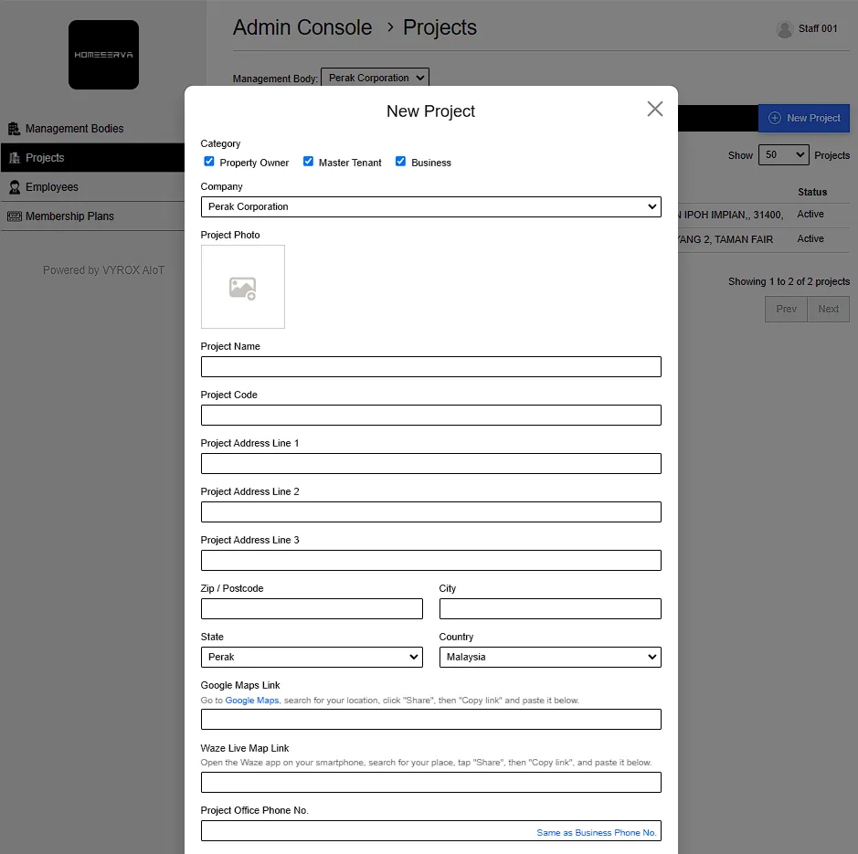 2.1 Add New Projects