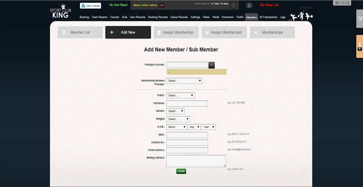 4.2 Create Principal Member Account