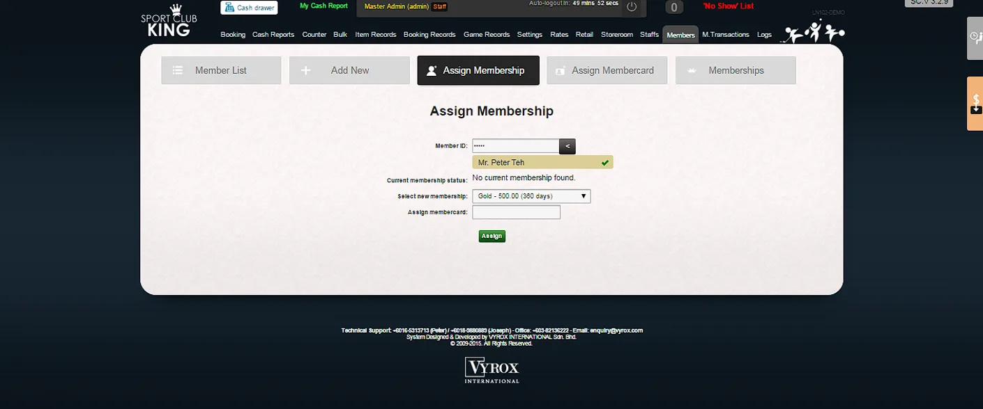 4.3 Assign Membership Package