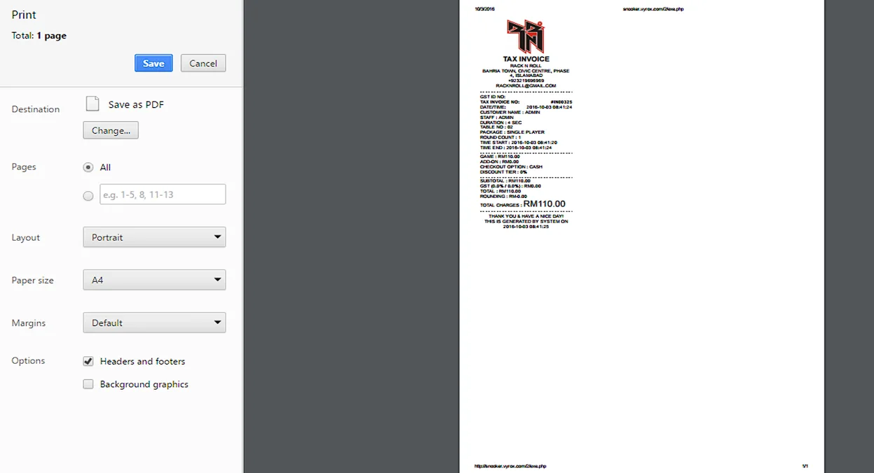 9.5. Settings automatically print receipt once checkout