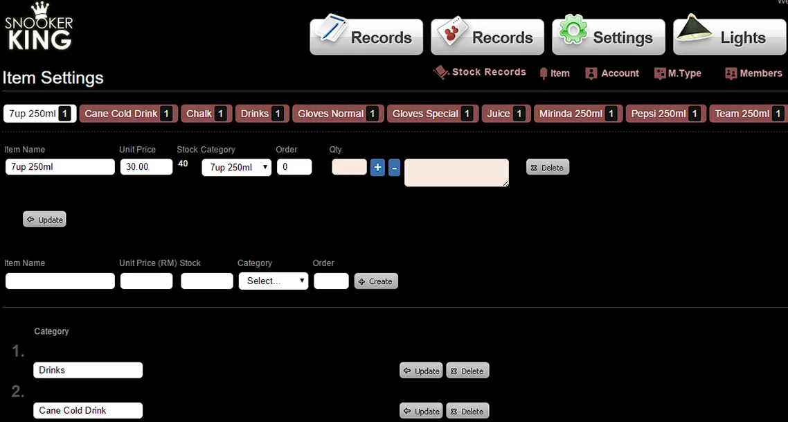 11.1. Add Category (Must fill in category before adding selling items)