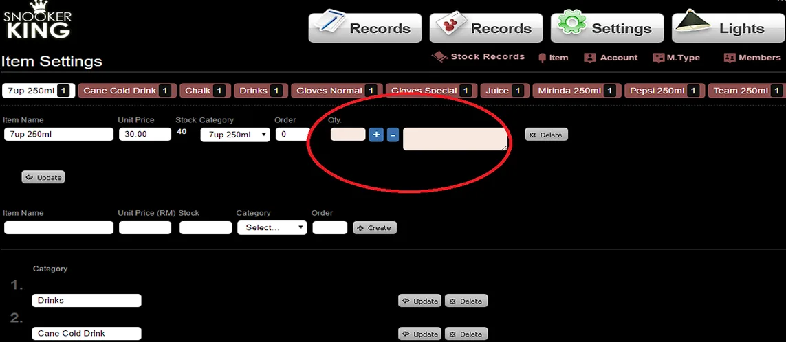 11.3. Stock Record for each Selling Items