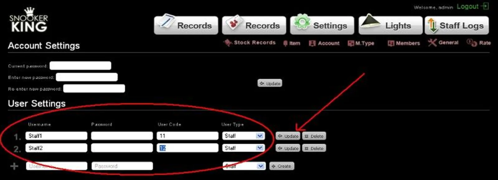 12.2. Creating a new user/staff account (staff to view records only, but can’t edit settings)
