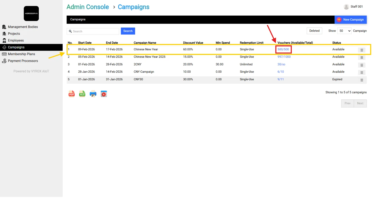 1.2.1 Create Campaign Maximum Redemptions Per Voucher