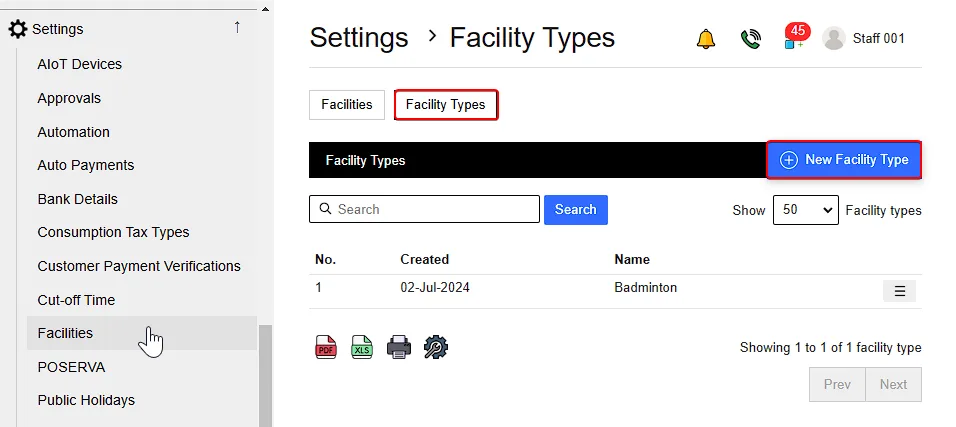 2.2. Configure Facility Types