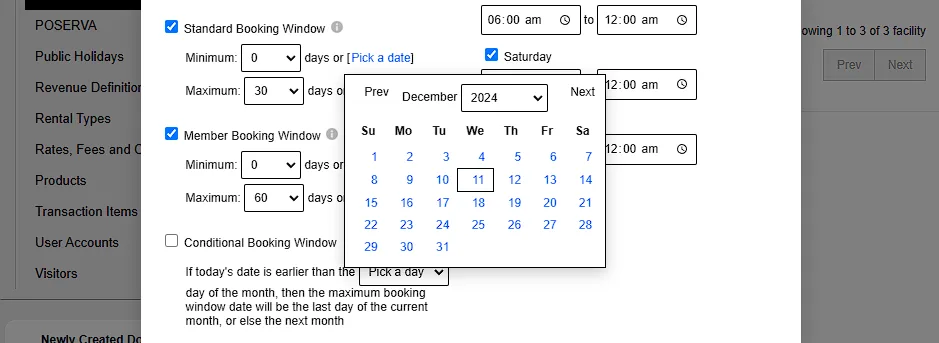 2.8. Standard & Member Booking Windows
