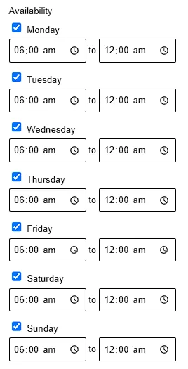 2.5. Set Facility Availability and Operating Times
