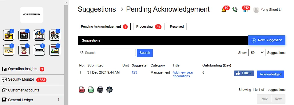 2.2 Acknowledge Process and Resolve Suggestions