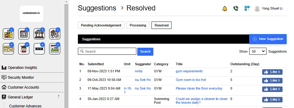 2.2 Acknowledge Process and Resolve Suggestions