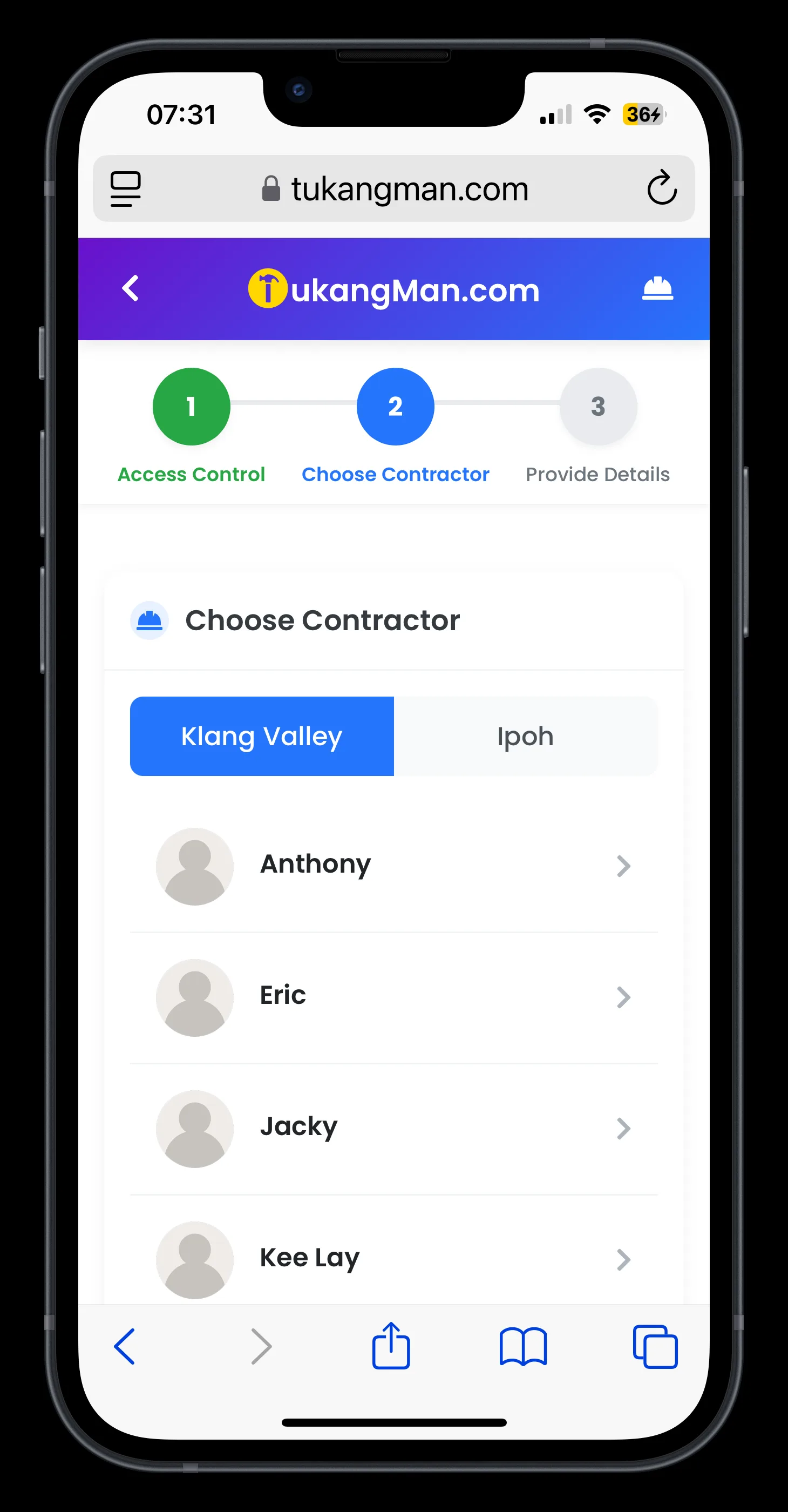 2. Select a contractor