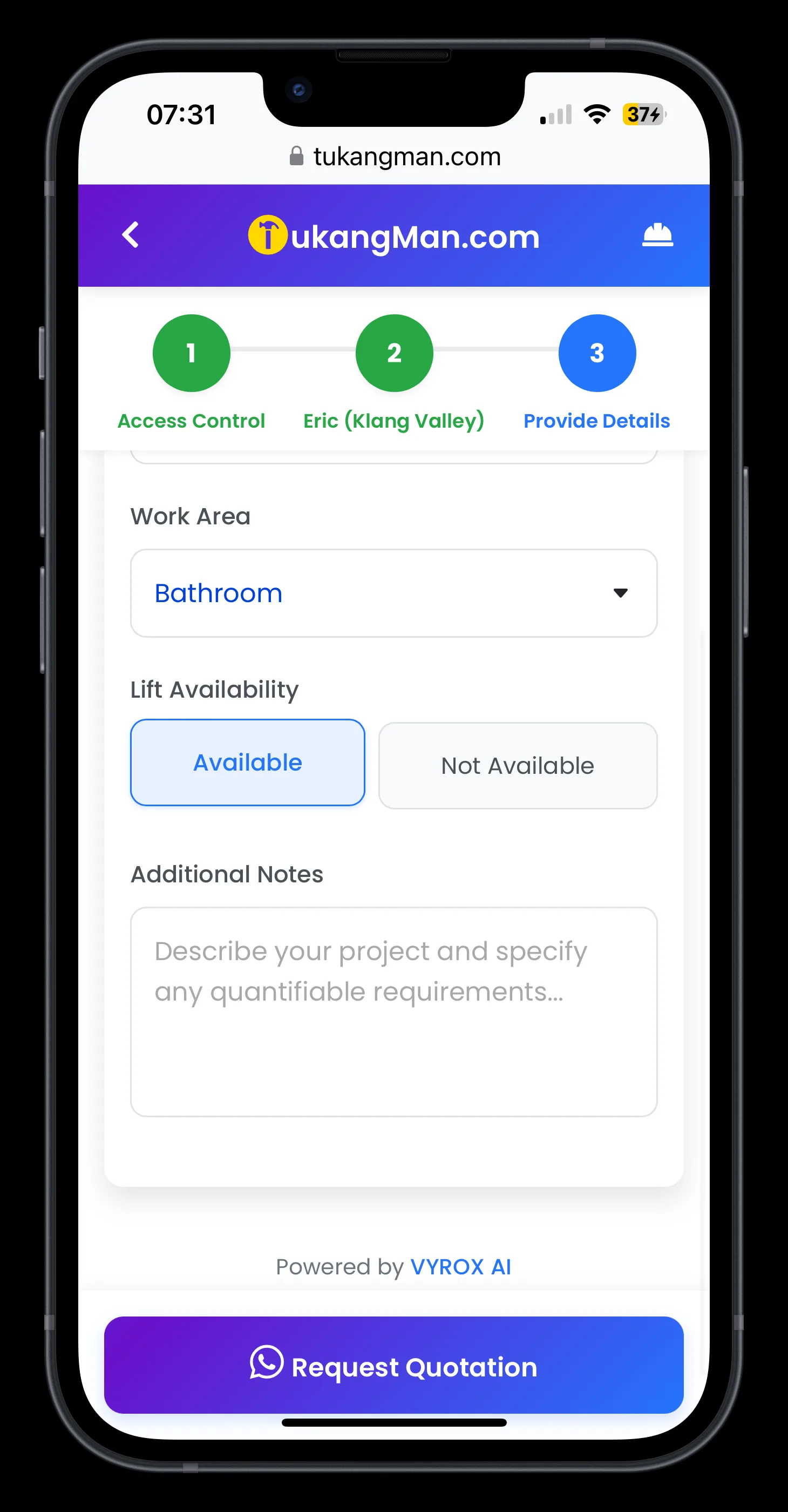 3. Provide Service Request Details