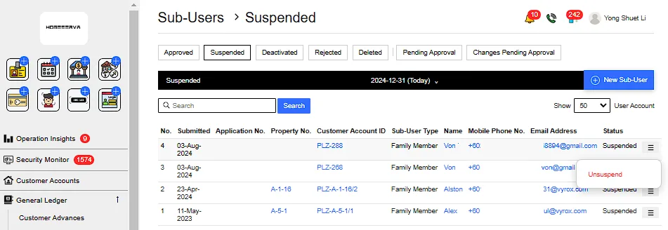 2.3 Unsuspend Sub-User