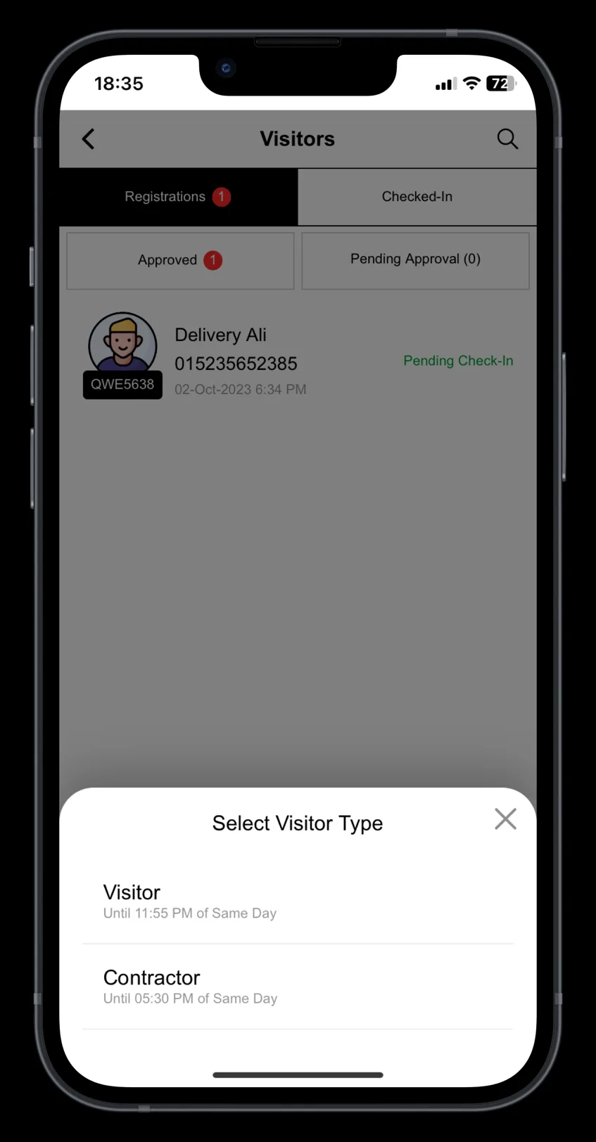 Step 1: Register visitor