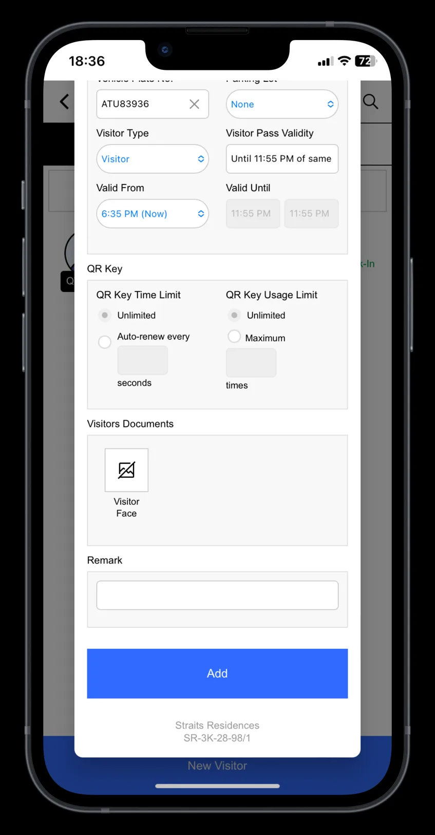 Step 1: Register visitor